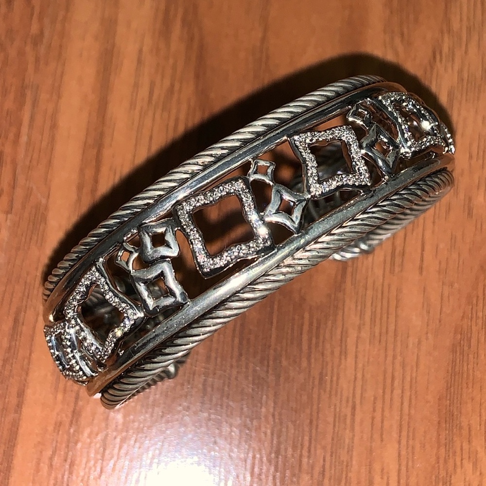 Authentic David Yurman Diamond Quatrefoil Cuff Bracelet